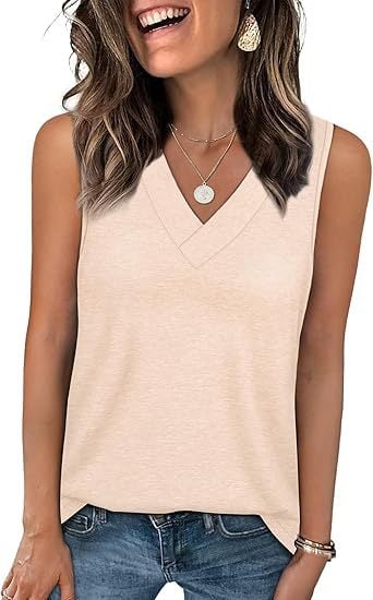 Natravor™ Last Day Promotion 49% OFFWomen's Sleeveless V-Neck Slimming Loose Fit Casual Tank Top T-Shirt