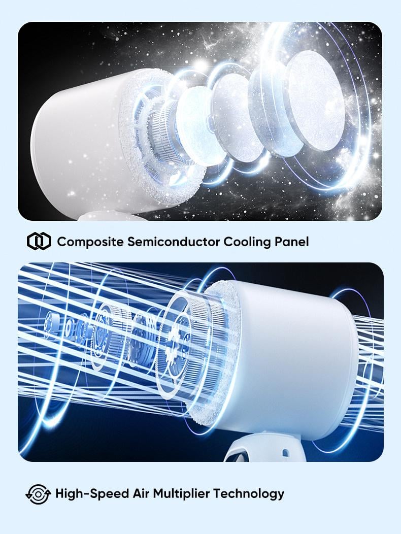 Natravor™ 3 in 1 Mini Handheld Cooling Fan, 199 Speed Wind Power & Ice Cooling Function