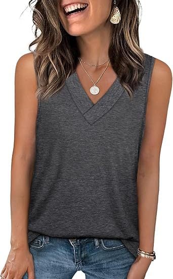 Natravor™ Last Day Promotion 49% OFFWomen's Sleeveless V-Neck Slimming Loose Fit Casual Tank Top T-Shirt