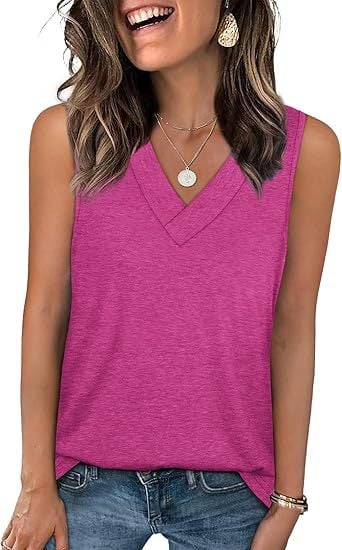 Natravor™ Last Day Promotion 49% OFFWomen's Sleeveless V-Neck Slimming Loose Fit Casual Tank Top T-Shirt