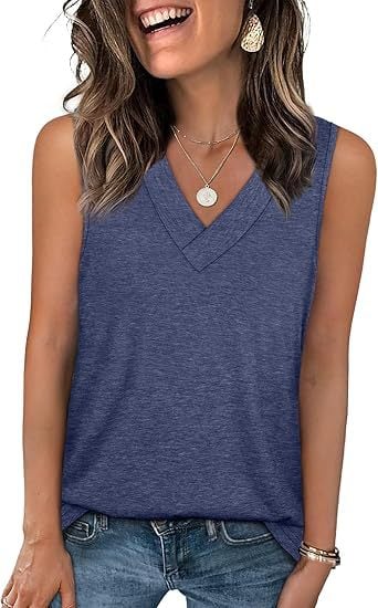 Natravor™ Last Day Promotion 49% OFFWomen's Sleeveless V-Neck Slimming Loose Fit Casual Tank Top T-Shirt