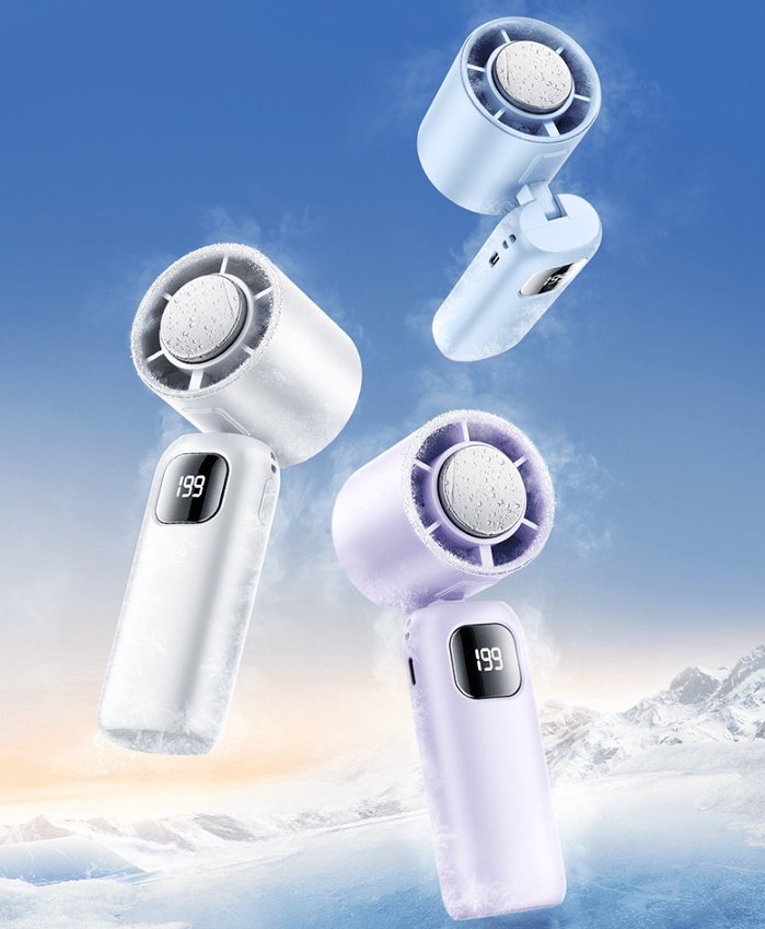 Natravor™ 3 in 1 Mini Handheld Cooling Fan, 199 Speed Wind Power & Ice Cooling Function