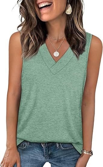 Natravor™ Last Day Promotion 49% OFFWomen's Sleeveless V-Neck Slimming Loose Fit Casual Tank Top T-Shirt