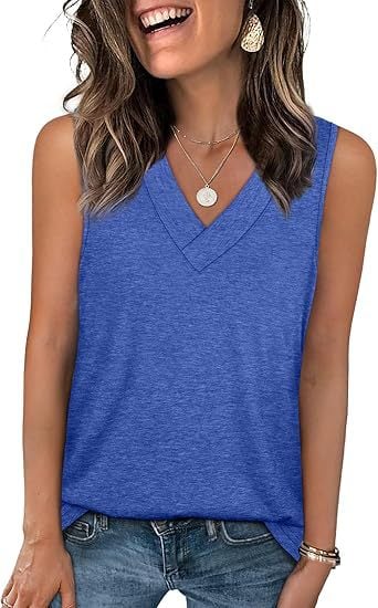 Natravor™ Last Day Promotion 49% OFFWomen's Sleeveless V-Neck Slimming Loose Fit Casual Tank Top T-Shirt
