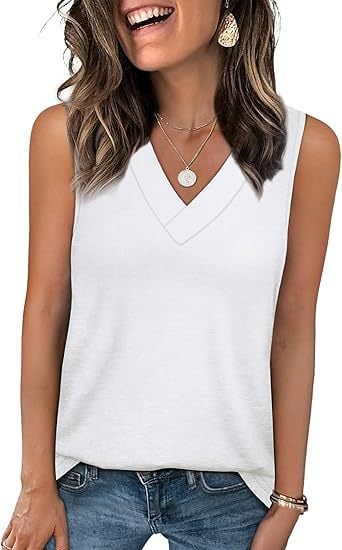 Natravor™ Last Day Promotion 49% OFFWomen's Sleeveless V-Neck Slimming Loose Fit Casual Tank Top T-Shirt