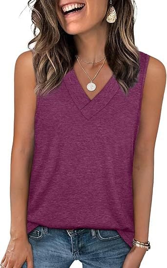 Natravor™ Last Day Promotion 49% OFFWomen's Sleeveless V-Neck Slimming Loose Fit Casual Tank Top T-Shirt
